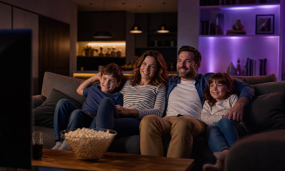 Família assistindo IPTV